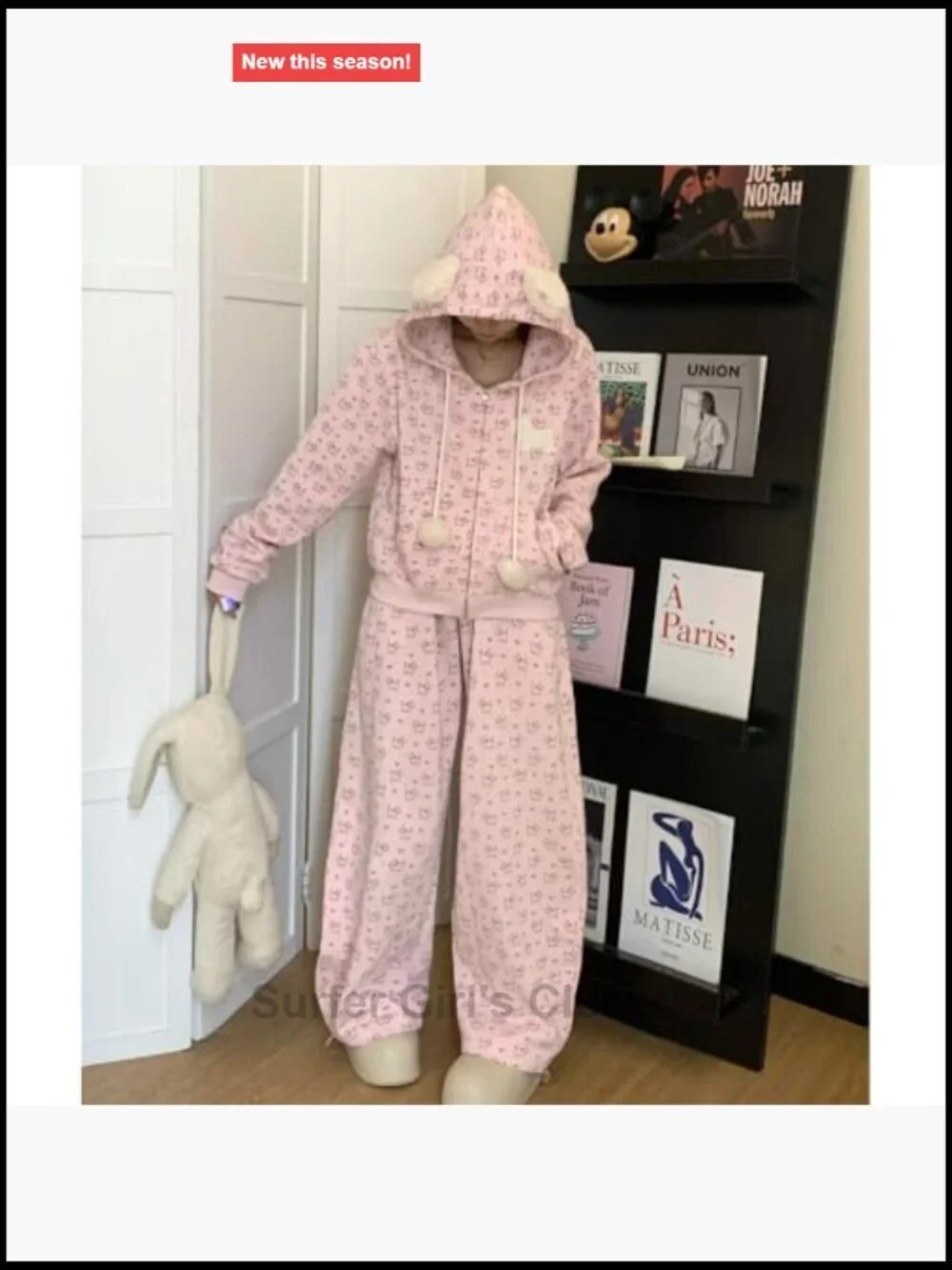 Kawaii Puppy Embroidery Hoodie & Pants Set Y2K Loose Fit Tracksuit
